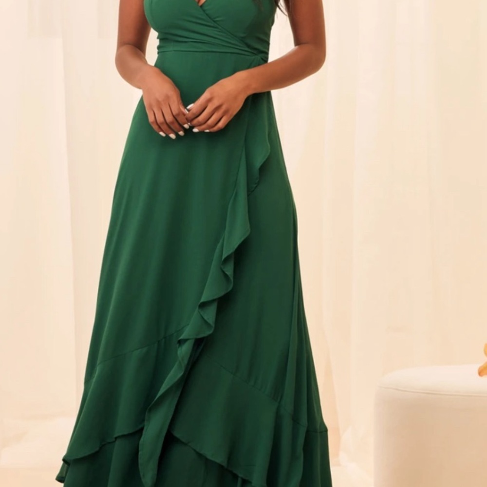 LULUS maxi emerald green dress